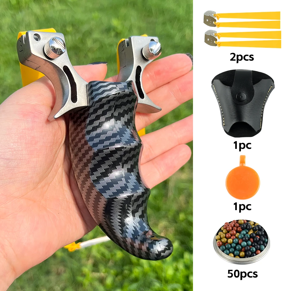 Carbon Fiber Hunting Slingshot, High-Precision Hunting Gear, Anti-Slip Hunting Catapult, Portable Outdoor Gadget Tool Set.