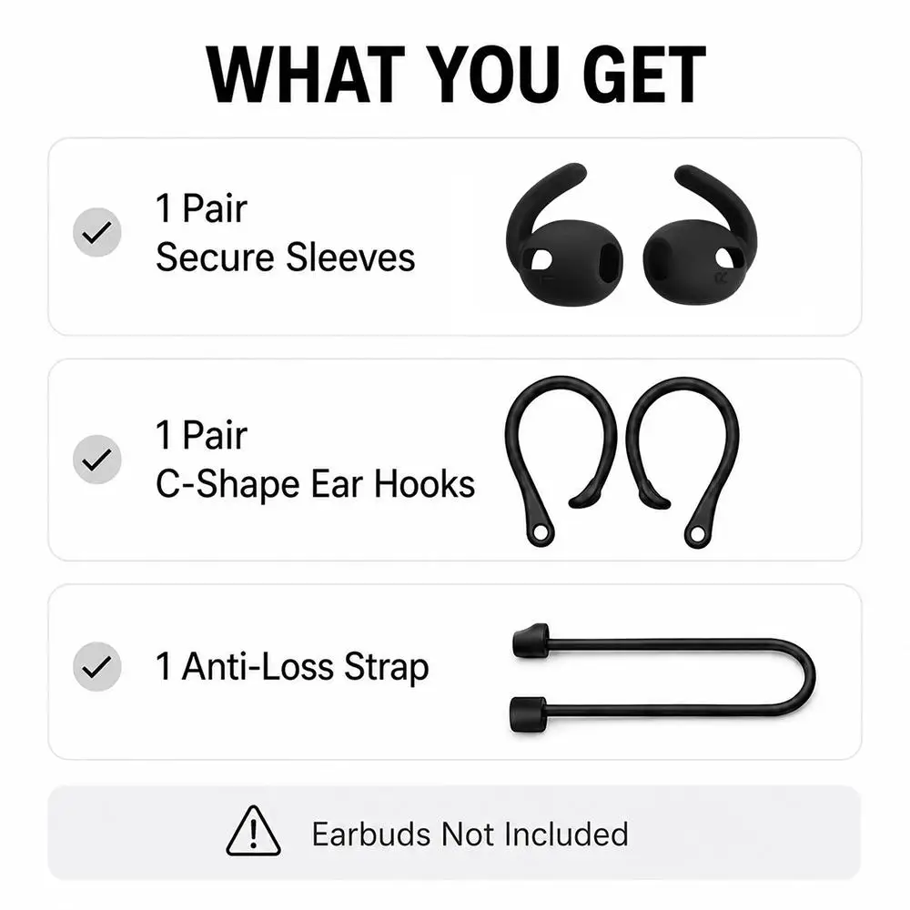 For Galaxy Buds3 Pro XDcase Silicone Sports Anti-Slip Ear Covers & Ear Hooks & Anti-Lost Strap Combo Set(Black) image 6