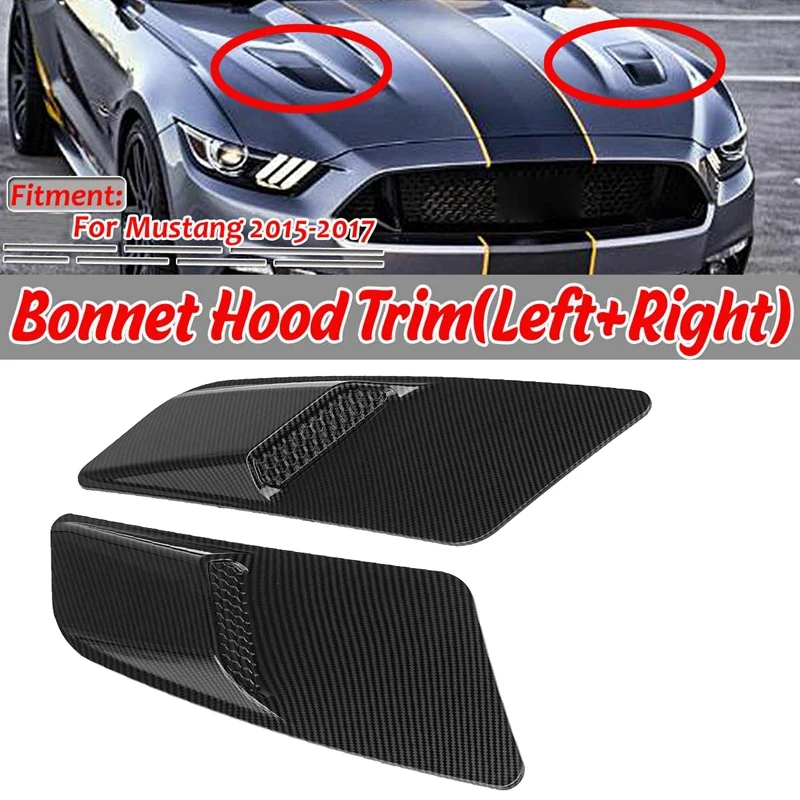 GT Style Car Front Hood Air Intake Trim Scoop Vent Guards Heat Hoods Cover Trim Panel For Ford Mustang 2015 2016 2017