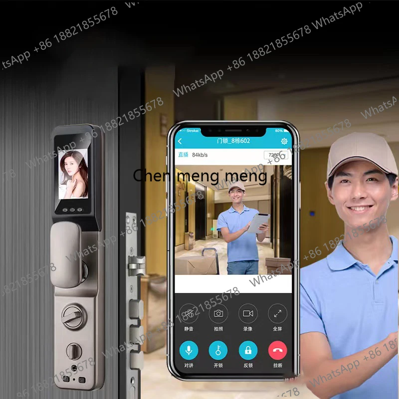 Face Recognition Fingerprint Wifi Smart Door Lock Password IC Card APP Control Key Backup Unlock For Home Apartment Office Door