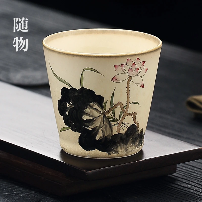 Ink Lotus Master Ceramic Kung Fu Set, Single Personal Special Women's Cup, Tea Bowl, Jingdezhen