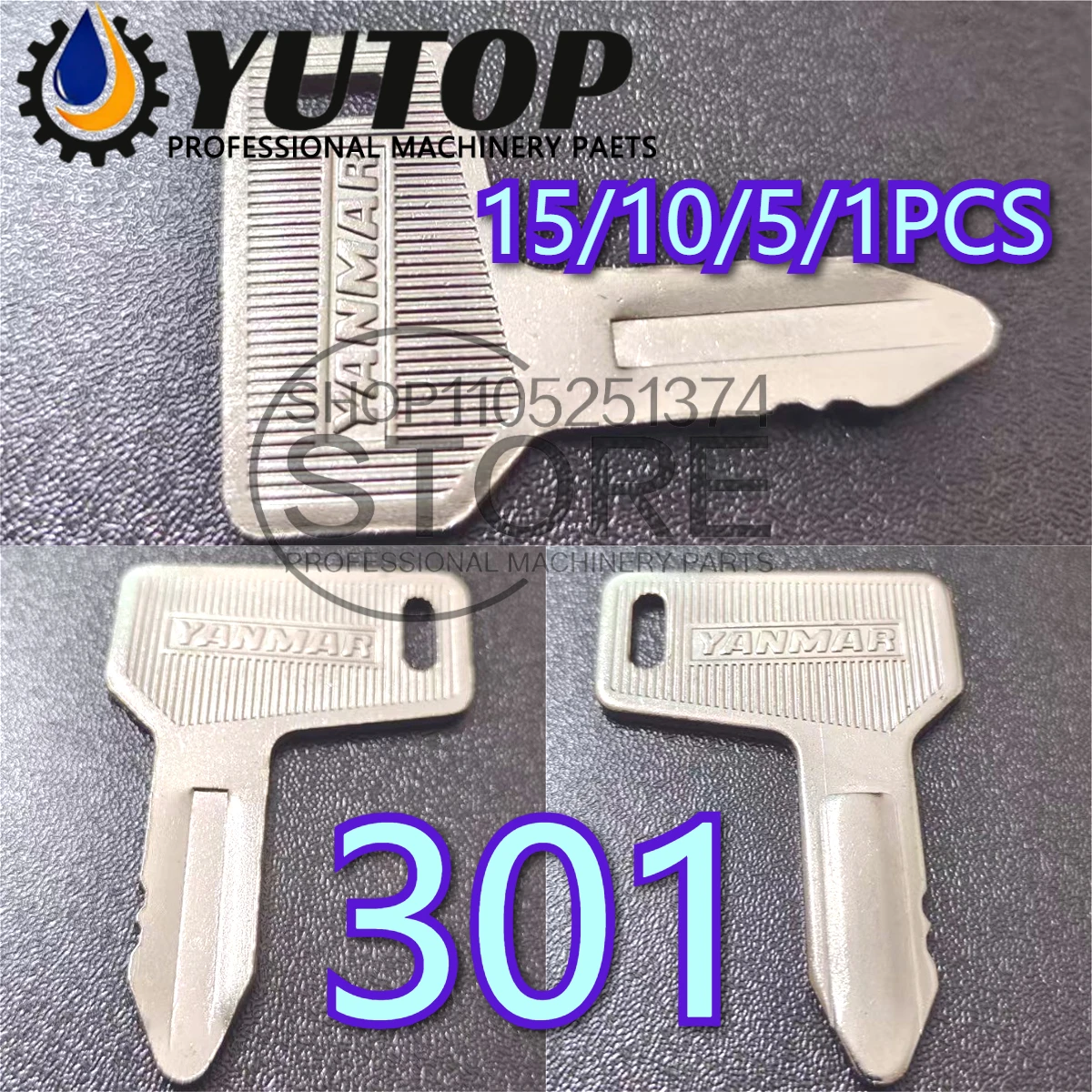 15/10/5/1PCS 301 For Yanmar Excavator Ignition Key For VIO15  VIO15-2 VIO17 Engineering Vehicle Accessory