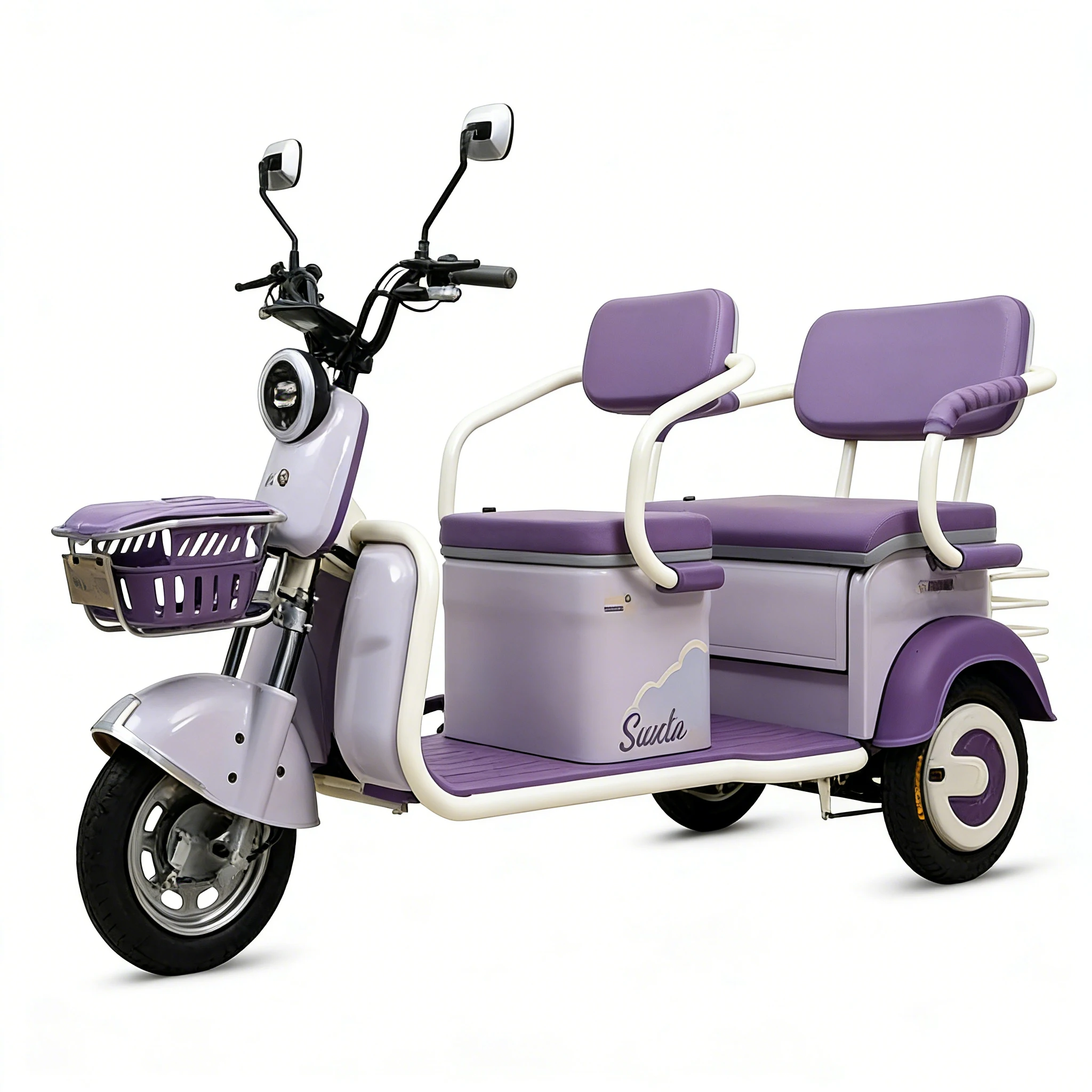Upgraded Suspension and Power Battery for Heavy Duty Passenger Electric Tricycle with Open Body 50-70Km/h Speed 70-90km Range
