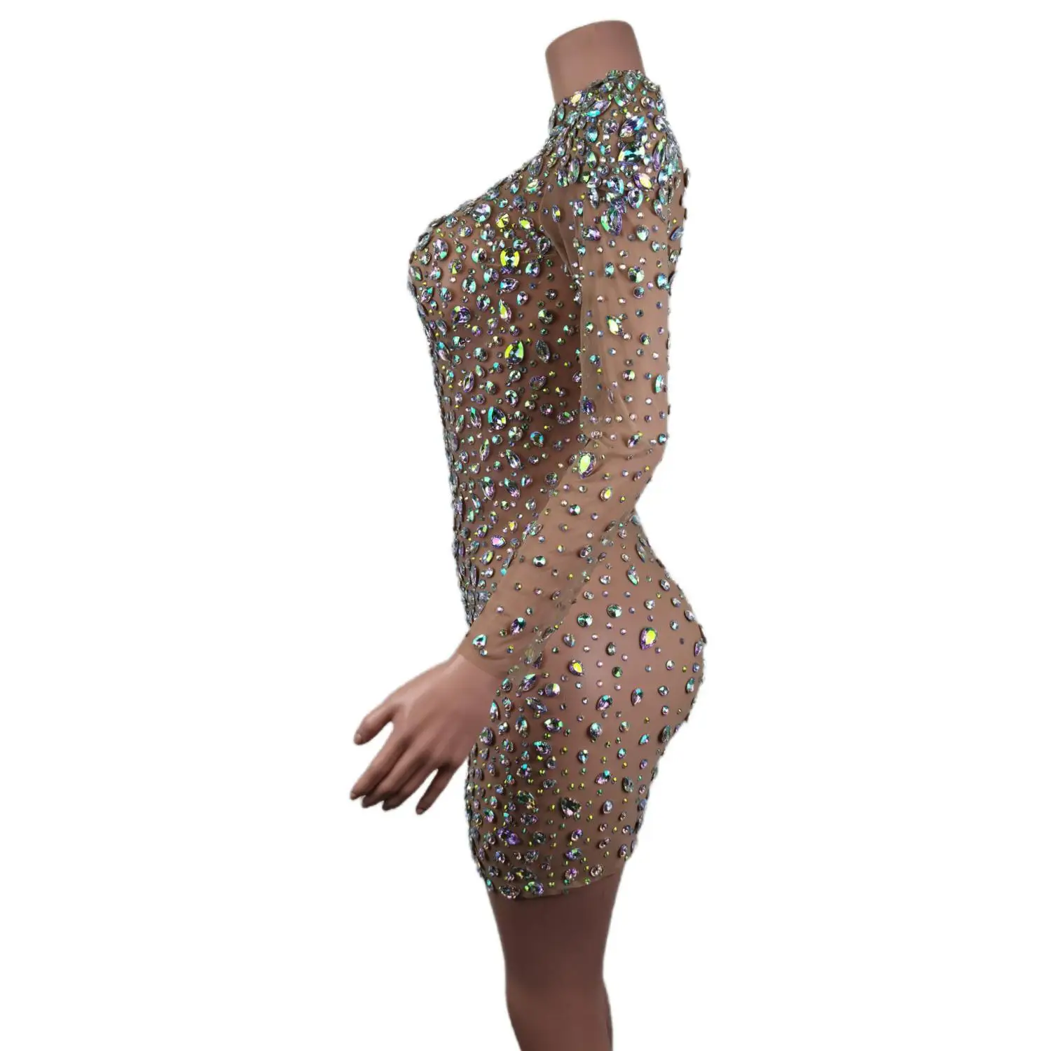 Fashion Show Stage Diamond Luxury Sequin Dress Singer Nightclub Showgirl Wear Party Women Evening Dress Rhinestone Slim Gowns