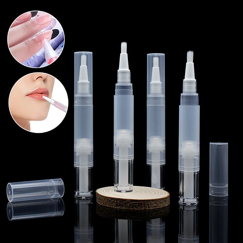 1Pcs 2/3ml Transparent Twist Nail Twist Pens Empty Transparent Nail Oil Pen with Brush Cosmetic Container Pen Lip Gloss Tubes