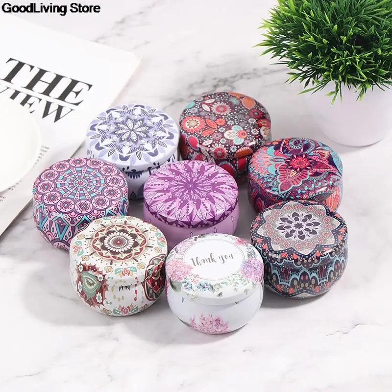 1PC Mini Tin Box Gift Jewelry Tin Box Cookie Candy Tea Storage Round Drum Tinplate Empty Box Drawer Organizer Candy Box Tea Cans