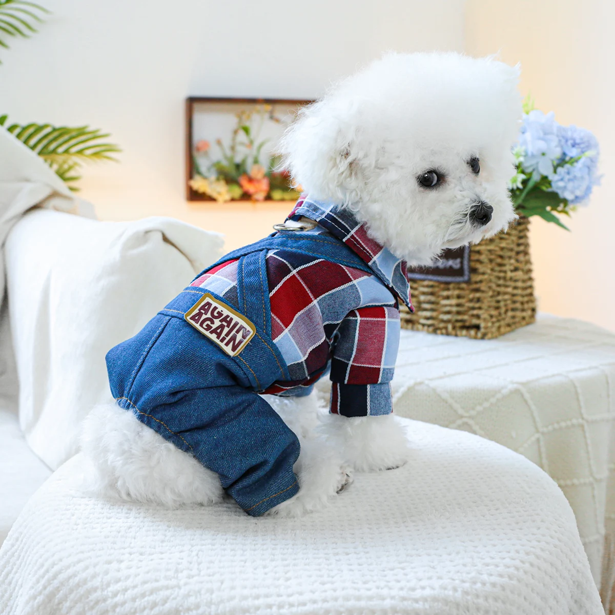 1PC Pet Clothing Spring and Autumn Handsome Cowboy Knight Four Legged Strap Pants Suitable for Small and Medium sized Dogs