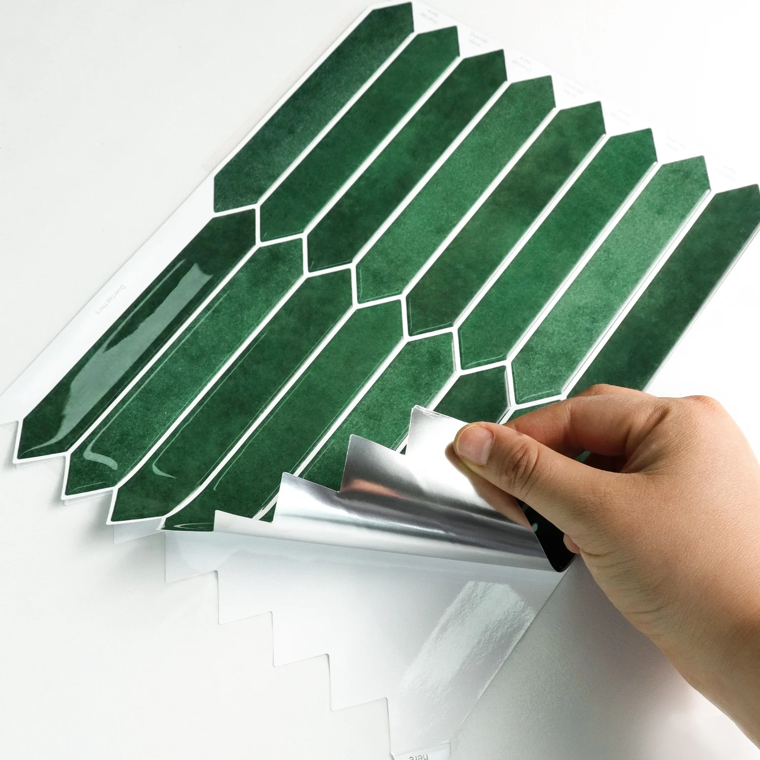 Green Hexagonal Peel-Paste Vinyl Backsplash Self-Adhesive Waterproof 3D Home Decoration Wall Sticker
