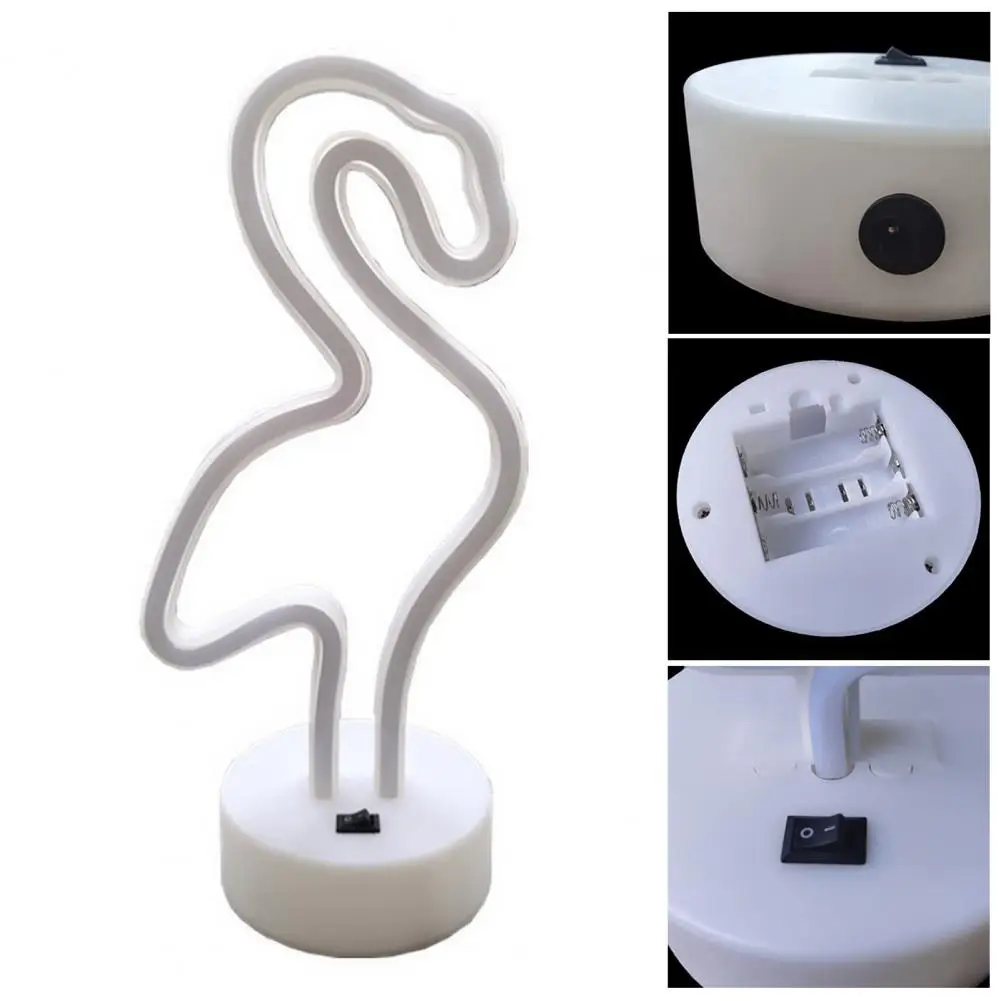 LED Neon Light Creative Shape USB/Battery Operated Animal Themed Flamingo Rabbit Neon Sign Lamp Desktop Decor