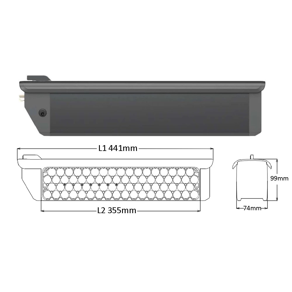 Inner Tube Spare Battery, Li-ion Reention, Rhino for Bafang G521, M500, M600, 500W, 750W, 1000W Motor, 48V, 17.5Ah, 840Wh