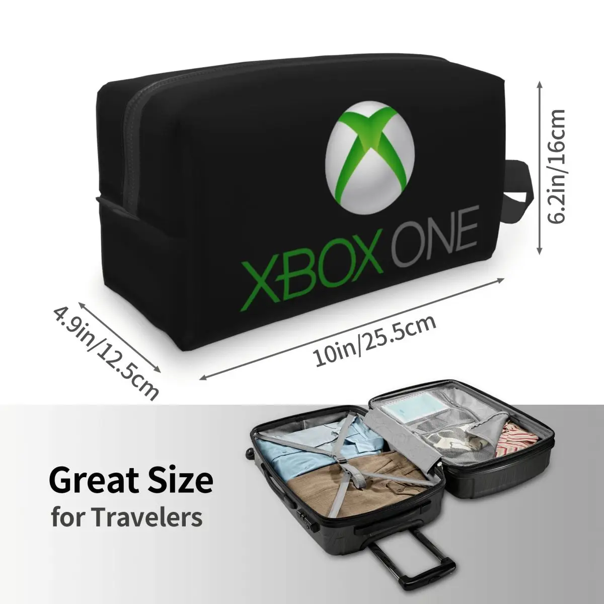 حقيبة مكياج بشعار Xbox باللون الأخضر، منظم مستحضرات التجميل، مجموعة أدوات التخزين، حقيبة مستحضرات التجميل للنساء، مقلمة للسفر