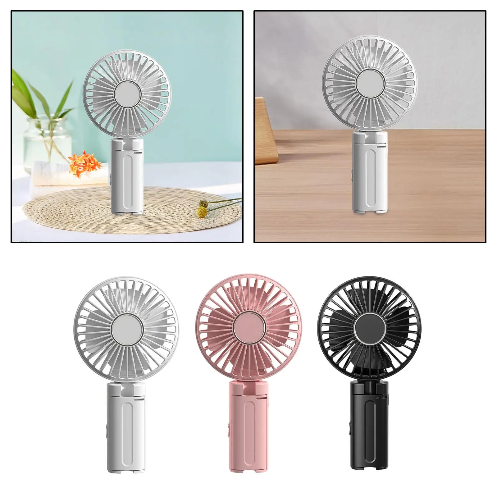 Ventilador de Clip con ángulo ajustable, Mini ventilador de refrigeración pequeño, plegable, silencioso, portátil, 3 velocidades, para oficina, coche al aire libre