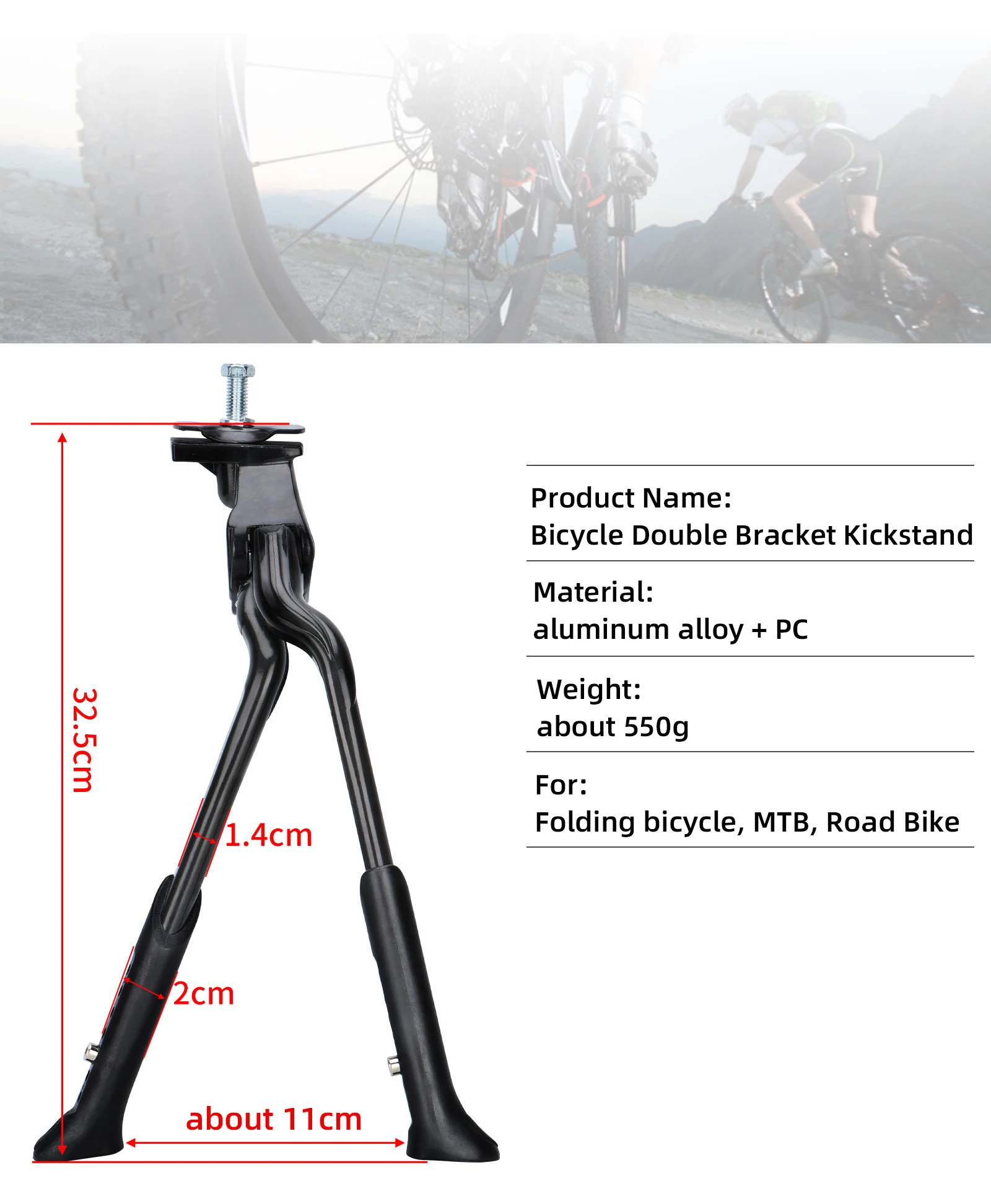 LP Litepro Doppelhalterung Fahrradständer Höhenverstellbar Aluminiumlegierung für Rennrad faltbares Fahrrad MTB Dual Center Fußstütze – Detail 3