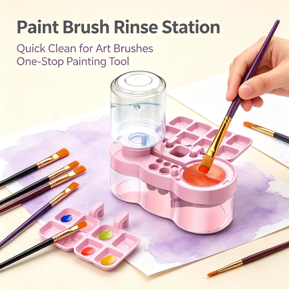 Artist Paint Brush Washer Multifunctional Portable Cleaner With Mixing Palette For Watercolor Acrylic Oil Painting Art Supplies