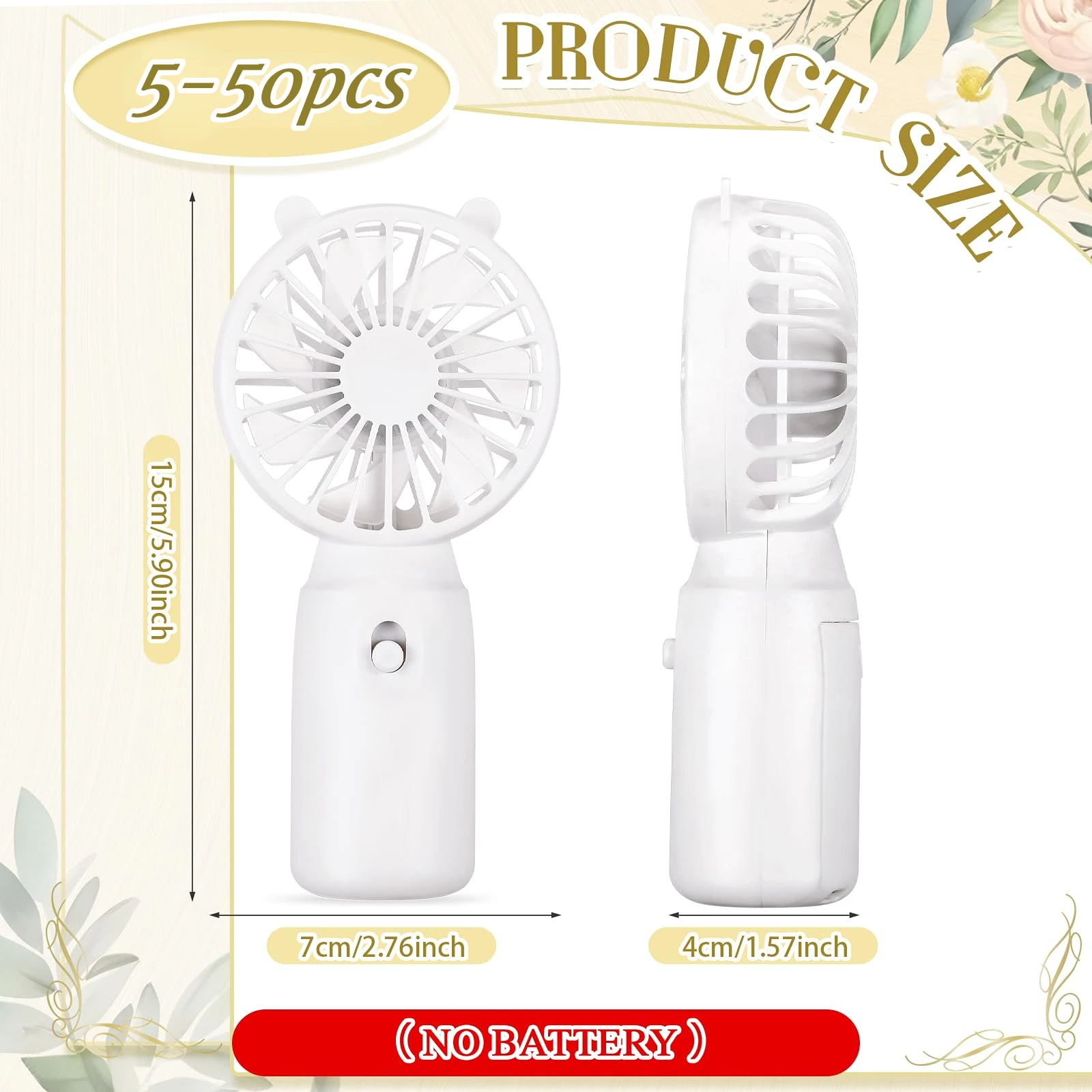 5-50pcs Portable Handheld Fans Wedding Favor for Guests Battery Powered Personal Fan Makeup Eyelash Fan Travel Pocket Mini Fans