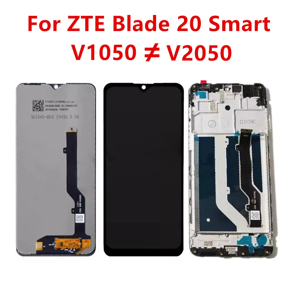 Стеклянная панель V1050 V2050 для ZTE Blade 20 Smart, ЖК-дисплей 6,52 дюйма, средняя передняя рамка, сенсорный экран, запасные части