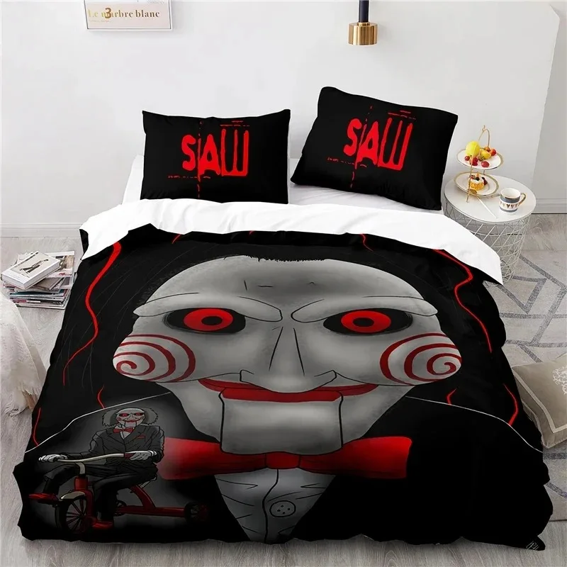 Horror Saw Movie Bedding Set Boys Girls Twin Queen Size Duvet Cover Pillowcase Bed Kids Adult Fashion Home Textileextile