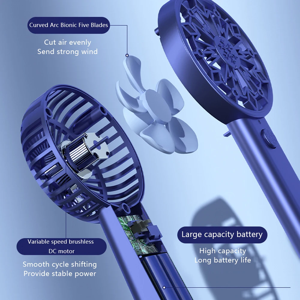 휴대용 데스크탑 이중 목적 선풍기, USB 충전, 베이스, 2 색 옵션, 패션 디자인, Abs 소재, 자연 바람