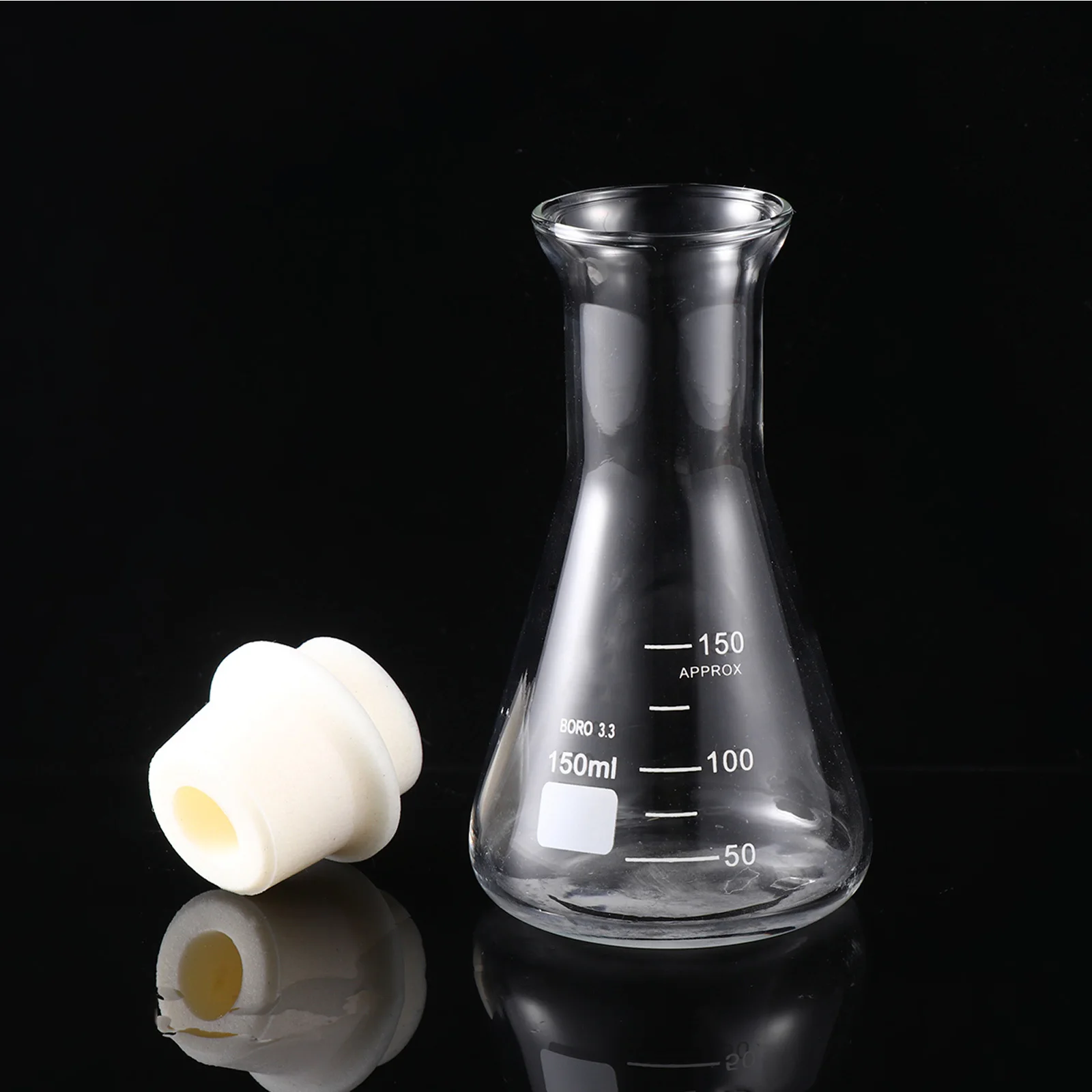 

1Pcs Laboratory Glass Flask 150ml Erlenmeyer Flask with Cork Clear Scale Accurate Measurement Erlenmeyer Flasks