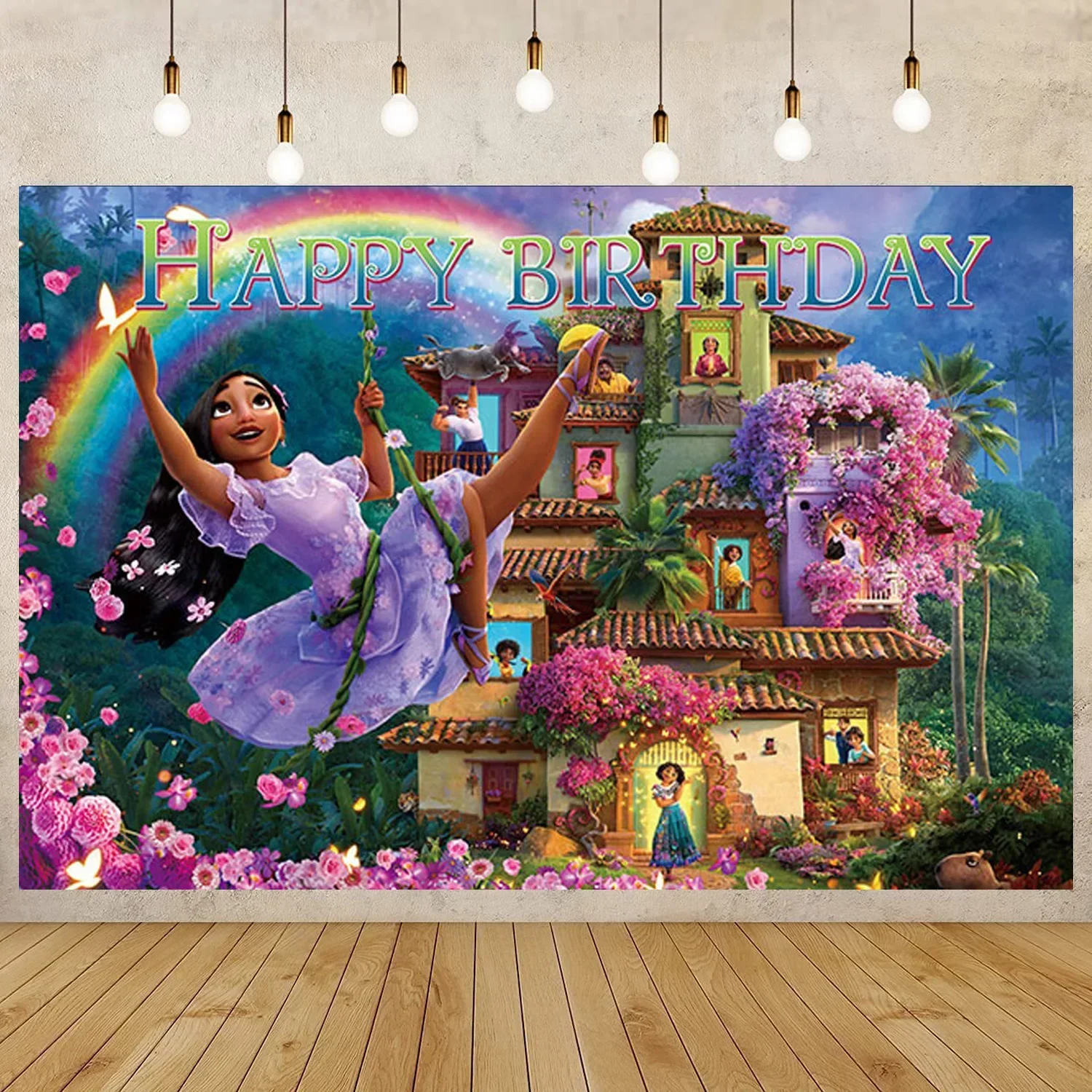 150X100CM Disney New Encanto Movie Kids Party Background Stand Photo Decorative Cloth Kids Birthday Mirabel Wall Decor Curtains