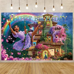 150X100CM Disney nowy film Encanto dzieci tło strony stojak zdjęcie dekoracyjne tkaniny dzieci urodziny Mirabel dekoracje ścienne zasłony