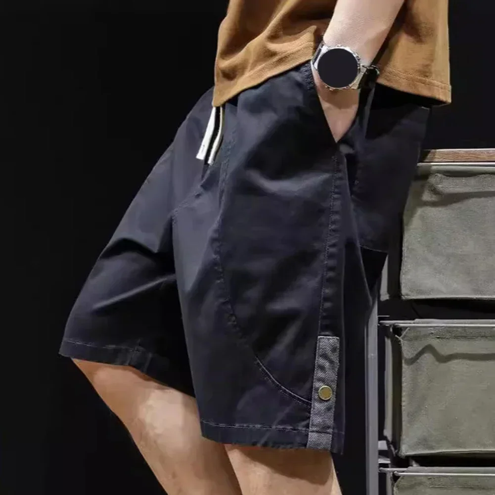 

Ice Silk Shorts Mens Cargo Shorts Outdoor Sports All Seasons Wear Casual Solid Color Style Medium Waist Design