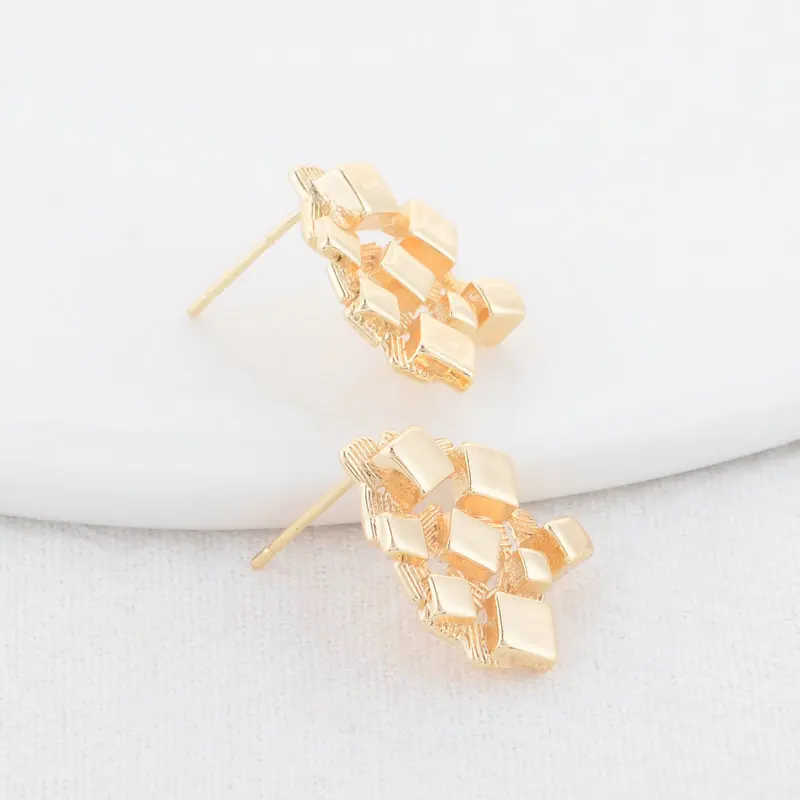 15*18MM 14K Gold Color Plated Brass Warp Stud Earrings High Quality Diy DIY Jewelry Making Finding Accessories