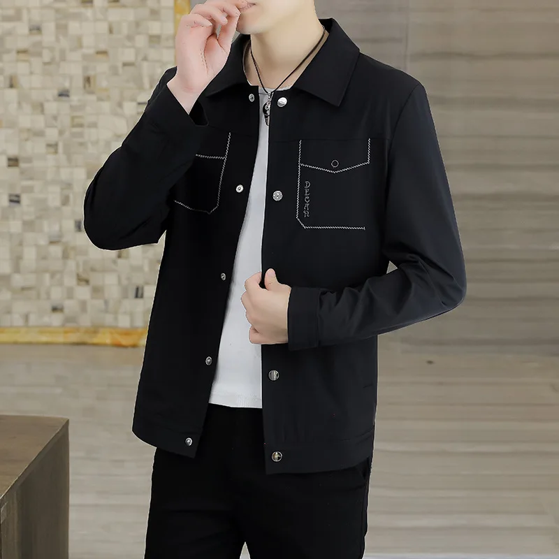 

Summer Thin Ice Silk Jaet Men's Sun Protection Slim Fit Top Men's Outerwear Anti UV Light Cotton Blend Long Sve Coat