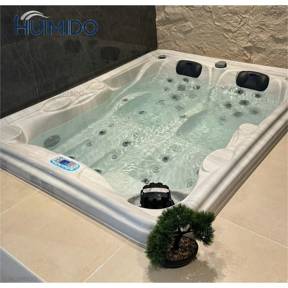 Spa massage double acrylic hot tub, whirlpool spa tub, outdoor jacuzzi with two lounge chairs