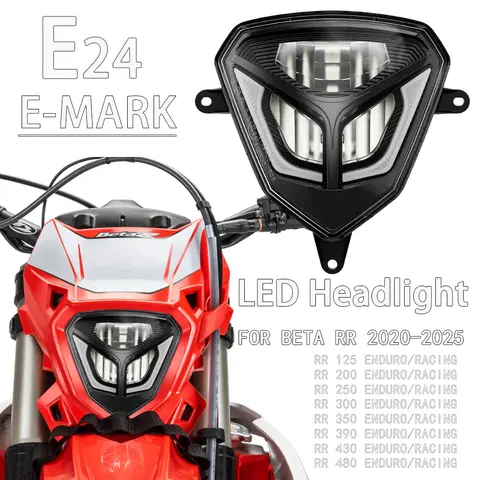 LED Headlight Headlamp For Beta RR 125 200 250 300 350 390 430 480 Xtrainer 2020-2025 Enduro Racing Motorcycle Head Light Lamp 10 best selling faro led beta - №5
