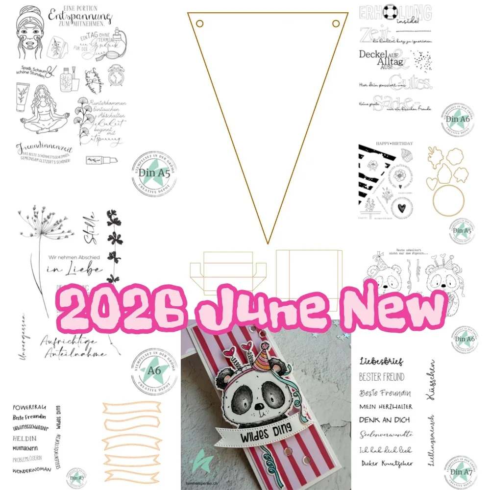 Metall-Stanzformen für DIY-Scrapbooking, Bastelarbeiten, Fotoalbum-Vorlage, handgefertigte Dekoration, Stempelset – Party Panda 2026 Neu