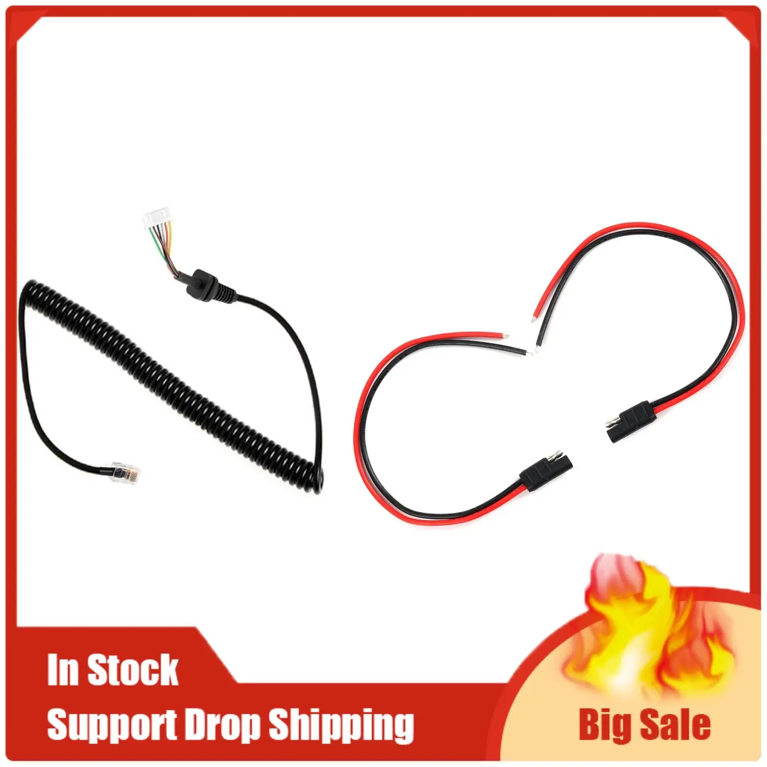 أفضل العروض 3 قطعة كابل: 1 زوج تيار مستمر كابل سلك الطاقة لموتورولا و 1 قطعة سيارة اليد المتكلم ميكروفون كابلات سلك الحبل ل YAESU