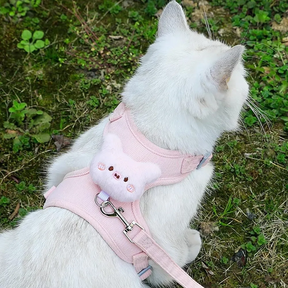 Adjustable Cat Harness Set Soft Padding Vest Style Cat Leash Set Anti Pull Design Chest Strap Escape Proof Harness For Cats