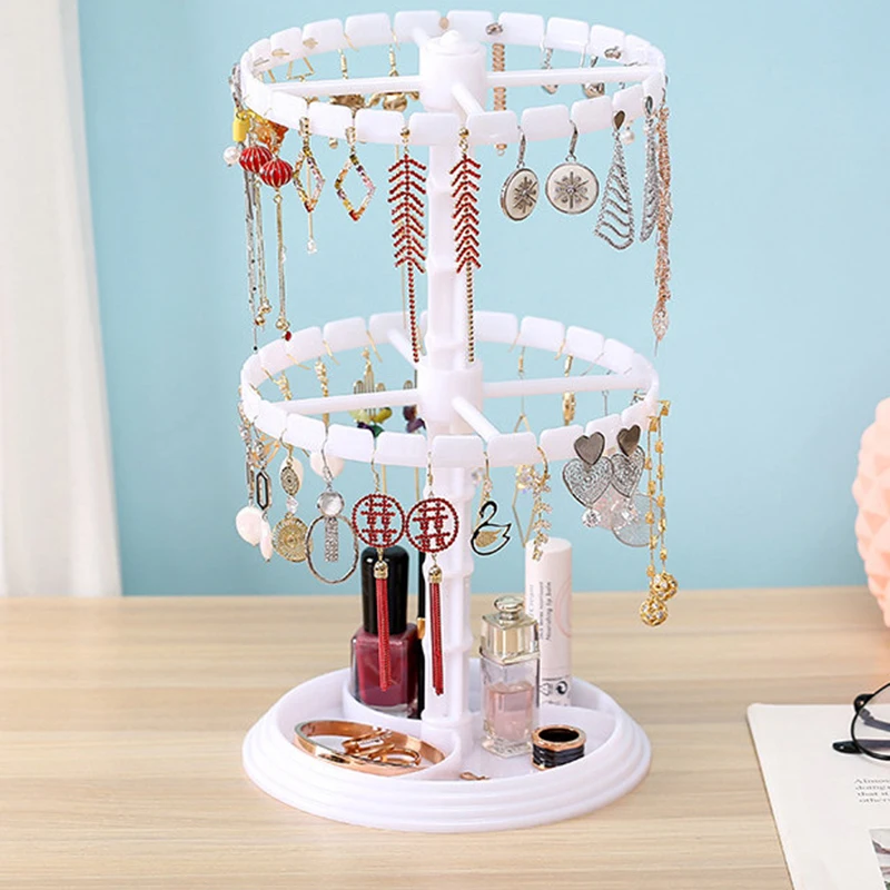 2Layer Rotating Earrings Storage Shelf Jewelry Display Display Stand Cases Holder Racks Fixtures Jewelry Earrings Organizer - Image 6