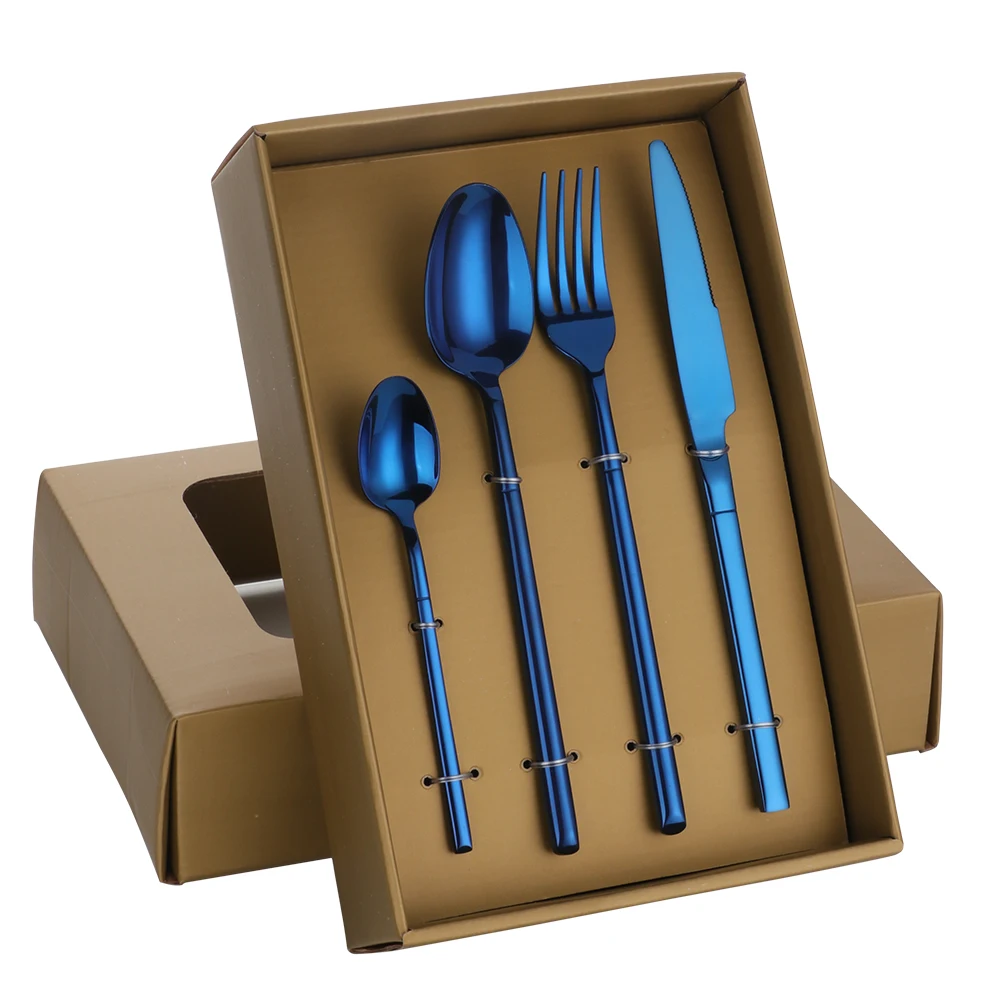 20pcs Dinnerware Set With Gift Box Luxury 18/10 Stainless Steel Cutlery Sets Gold Cutlery Rainbow Dinner Knife Spoon Fork set