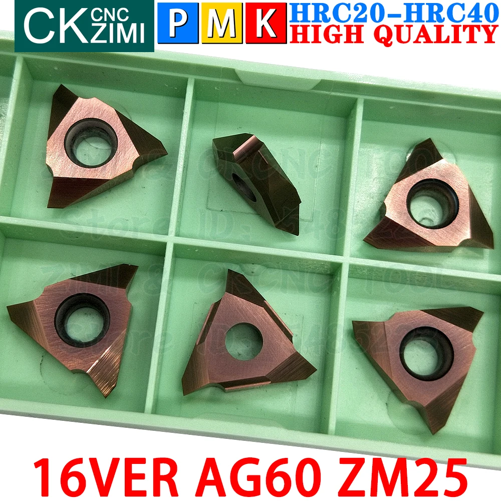 16VER AG60 ZM25 Carbide Inserts Internal External Thread Vertical Threaded Turning Inserts Tools CNC Metal Lathe Cutting Tools