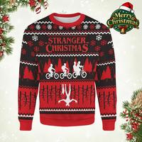 Christmas Ugly Sweater Style Printed Sweatshirt Stranger Funny Pattern Holiday Party Outfit Thing Autumn/Winter Unisex Pullover