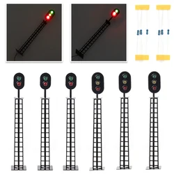 3Pcs Model Railway Signal Lamps 2/3-Lights Block Signal Green/Red/Yellow HO Scale 1:87 12V Led Lamps Railway Building Layout