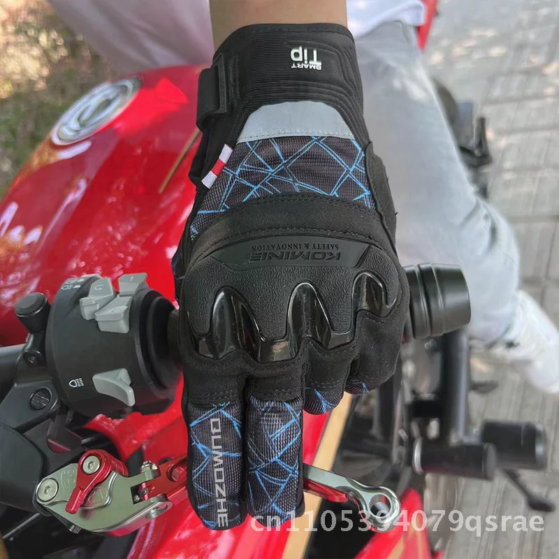

Touchscreen Motorcycle Riding Gloves Outdoor Bicycle Cross-Border Nylon Gloves for Men Black Blue Red Sizes M L XL XXL