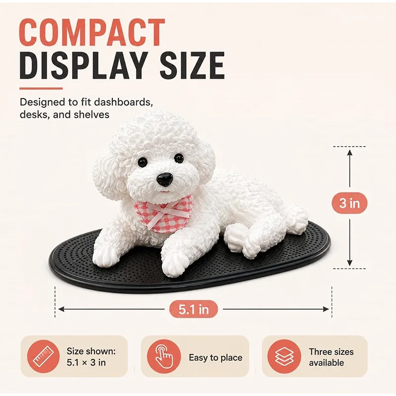 Realistic Puppy Shaped Car Dashboard Decor Ornament High-quality Silicone Material Super Soft&Quick Rebound Teddy Statue 4Colors