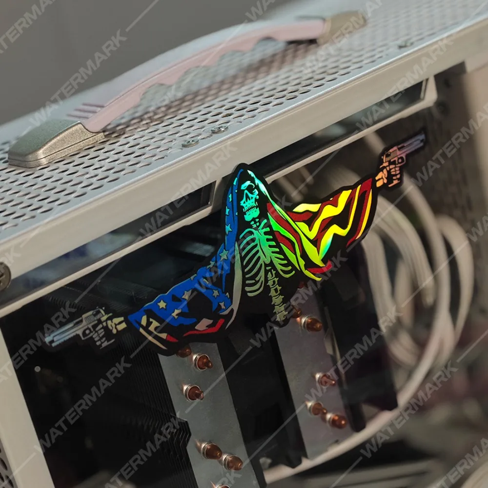 Holographic Skull Flag Sticker 2D Flat Vinyl Decal Waterproof Scratch Resistant Removable Motorcycle Helmet Bumper Scooter Decor