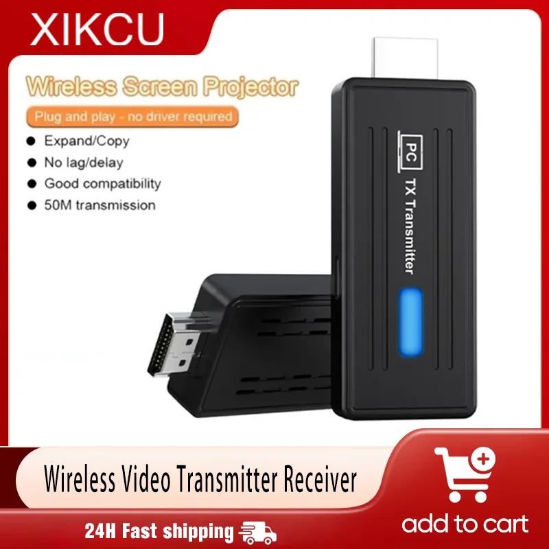 

Беспроводной HDMI-совместимый видеопередатчик-приемник 50M 5.8G 1080P с функцией удлинителя и донгла для подключения к ТВ-приставке, монитору, проектору, ПК