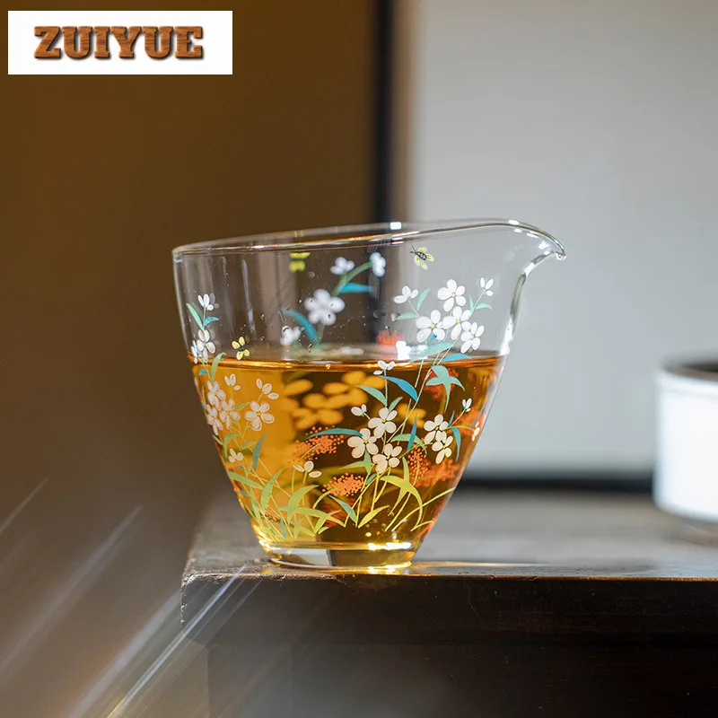

250ml High Borosilicate Glass Blossoms Tea Pitcher Divide Tea Cha Hai Dispenser Justice Cup Fair Mug Chinese Tea Set Accessories