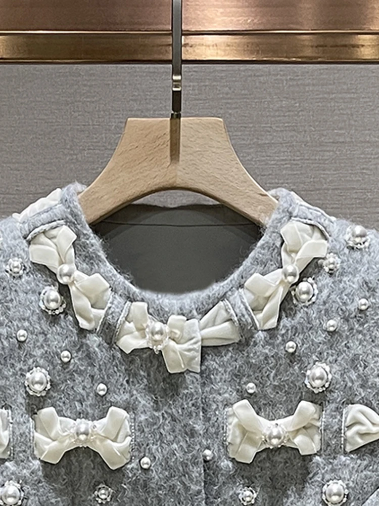 Ele ey Cappotto di lana con abbellimento di nodi Casual Sle Donna Faion Primavera Autunno Inverno Nuovo arrivo