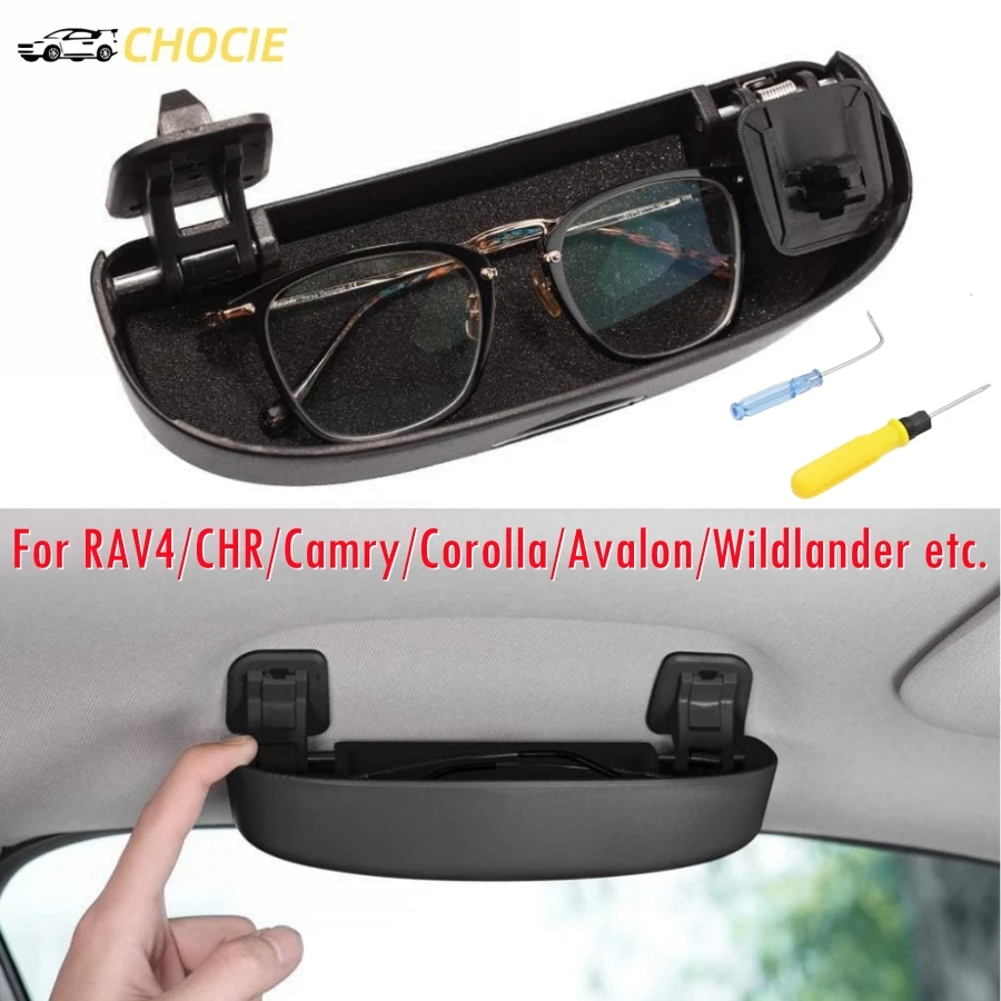 For Toyota RAV4 CHR Camry Alcantara Sunglasses Case Holder Corolla Avalon Wildlander Grab Handle Glasses Flocked Storage Box