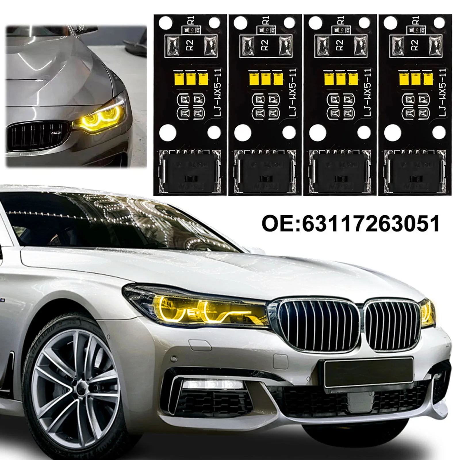 

Xenon Headlight Yellow Daylight LED Modules 63117263051 Yellow LED DRL Boards for BMW 4 Series F32 F33 2012-2017