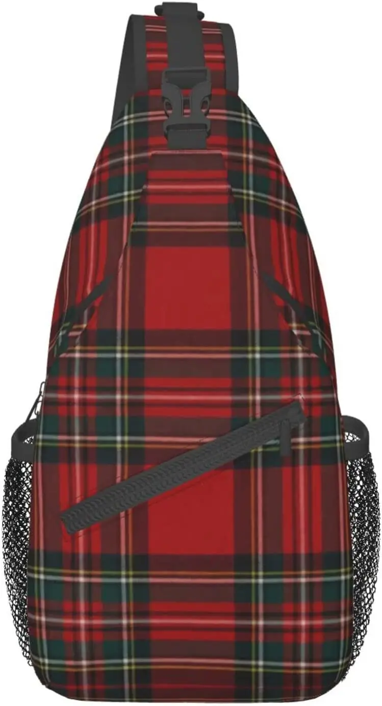 Christmas Buffalo Check Plaid Sling Bag,Multipurpose Crossbody Shoulder Bags Travel Chest Backpack for Women Men