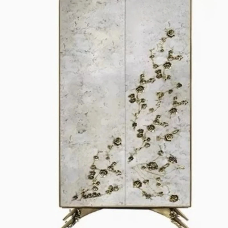 light luxury integrated wall locker high-end villa simple wardrobe creative pure copper high cabinet