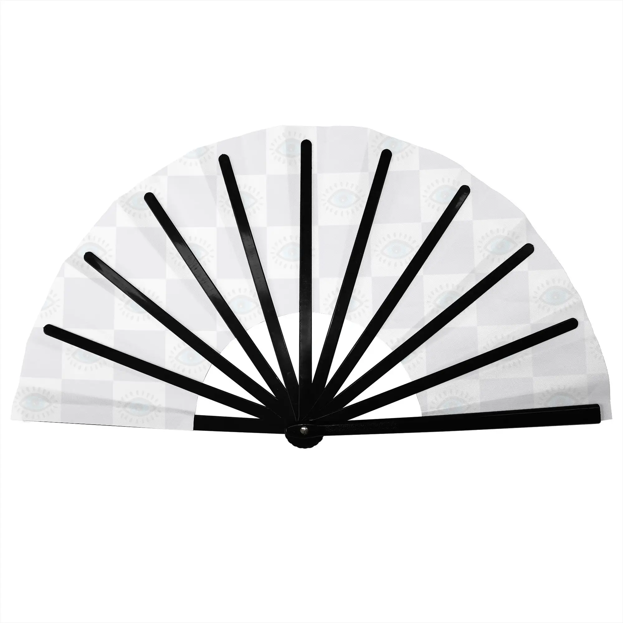 Evil Eye Nazar  Checkered Plaid Portable Pocket Fan Outdoor Hamsa Lucky Charm  Folding Fan Chinese Dance Cooling Handheld Fans