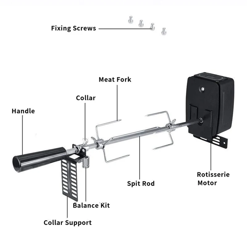 Automatic Grill Rotisserie Kit Stainless Steel Electric Barbecue Grill  Slide Rotisserie Electric BBQ Motor Camping Cooking Tool